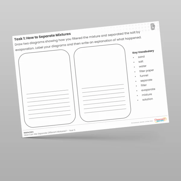 An image of the Lesson 3: How to Separate Mixtures Worksheet Resource