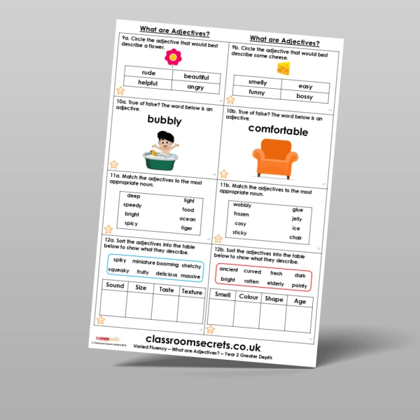 An image of the What are Adjectives? Varied Fluency Resource