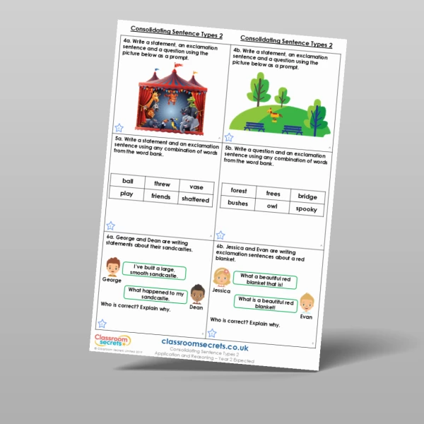 An image of the Consolidating Sentence Types 2 Application and Reasoning Resource