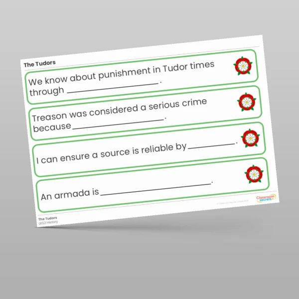 An image of the The Tudors Stem Sentences Resource