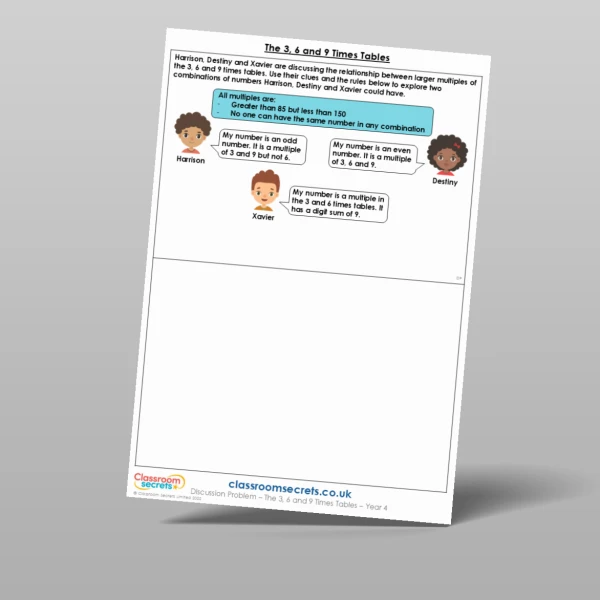 An image of the The 3, 6 and 9 Times Tables Discussion Problem Resource