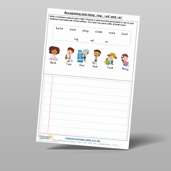 An image of the Reasoning and Using '-ing', '-ed' and '-er' Application Resource