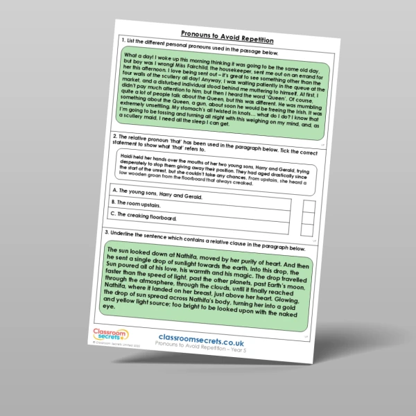 An image of the Pronouns to Avoid Repetition Mixed Activity Resource