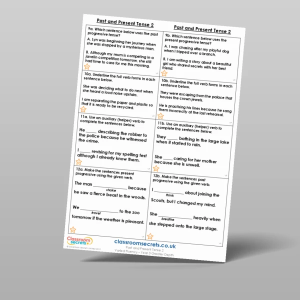 An image of the Past and Present Tense 2 Varied Fluency Resource
