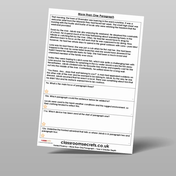 An image of the More than One Paragraph Varied Fluency Resource