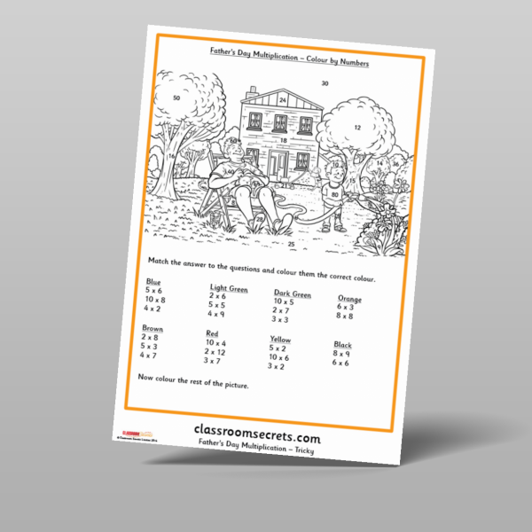 KS1 And Ks2 Fathers Day Multiplication Colour By Numbers Resource ...