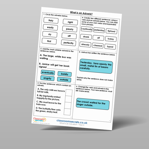Year 3 What Is An Adverb Mixed Activity Resource | Classroom Secrets