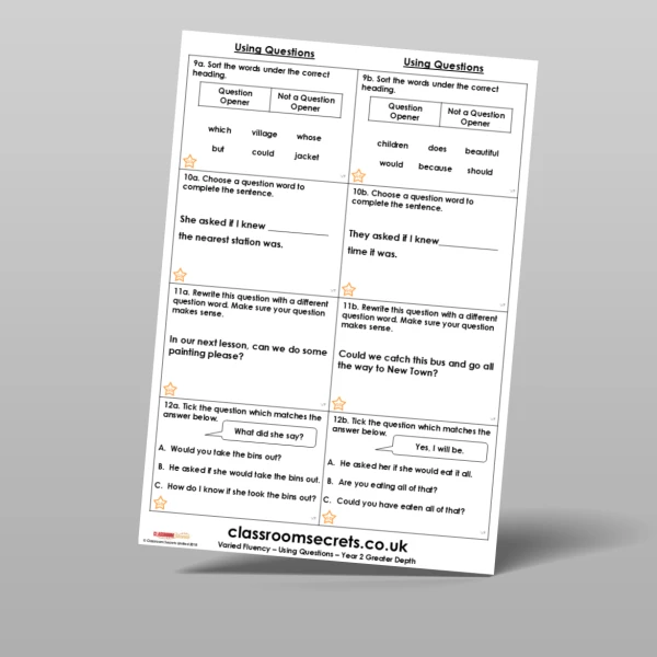 An image of the Using Questions Varied Fluency Resource