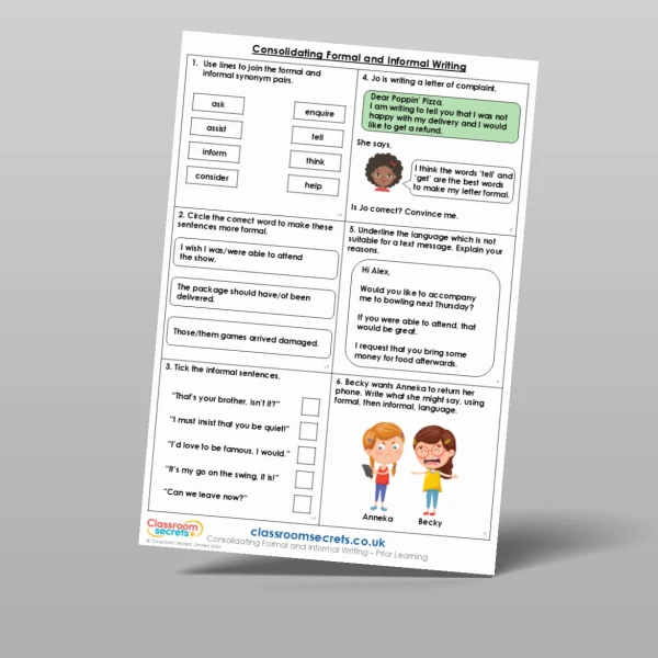 An image of the Consolidating Formal and Informal Writing Prior Learning Resource