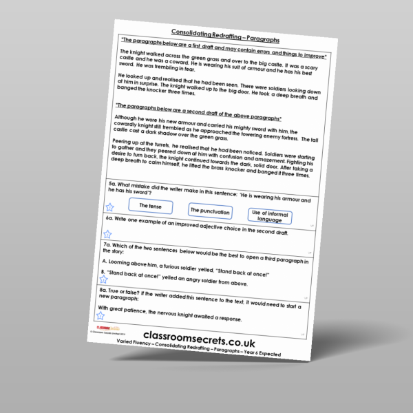 Year 6 Consolidating Redrafting Paragraphs Varied Fluency Resource ...