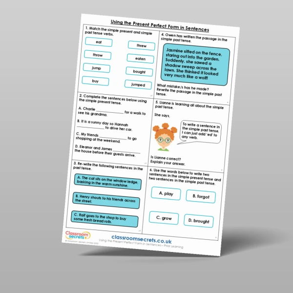 An image of the Using the Present Perfect Form in Sentences Prior Learning Resource