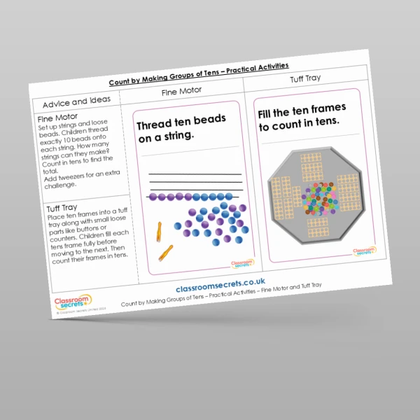 An image of the Count by Making Groups of 10 Practical Activities Resource