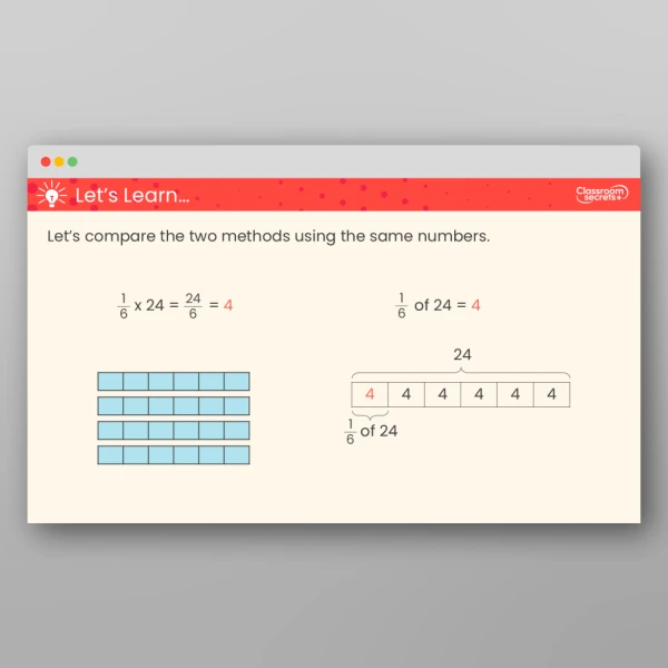 An image of the Use Fractions as Operators Teaching PPT Resource