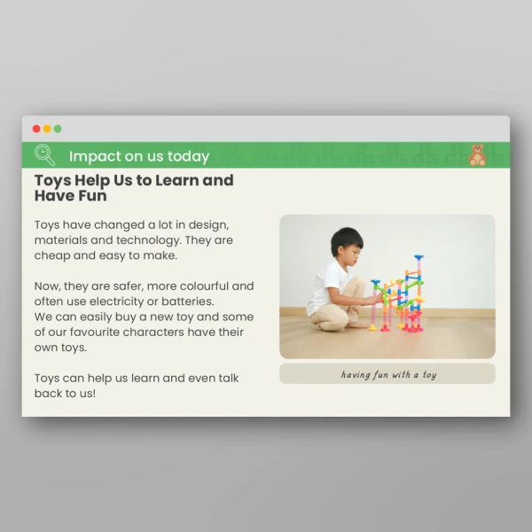 An image of the Toys Through Time What Are Toys Like Today? PPT Resource