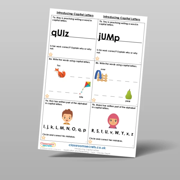 An image of the Introducing Capital Letters Application and Reasoning Resource