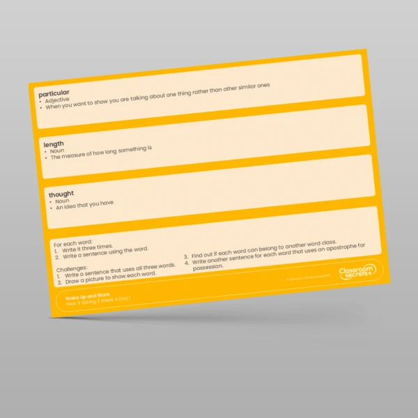 An image of the Spring 2 Week 4 Wake Up and Work Resource