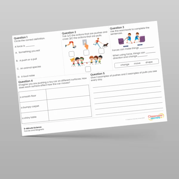 An image of the Forces and Magnets 5-Minute Science Resource
