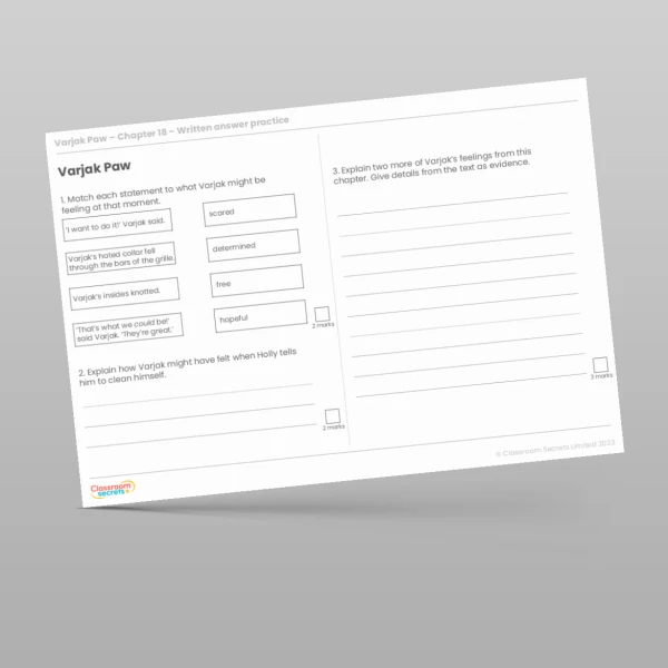 An image of the Reading Skills - Varjak Paw - Chapter 18 Resource