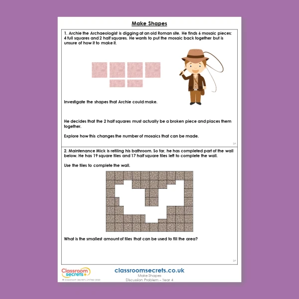 Year 4 Make Shapes Area Deeper Reasoning Discussion Problem