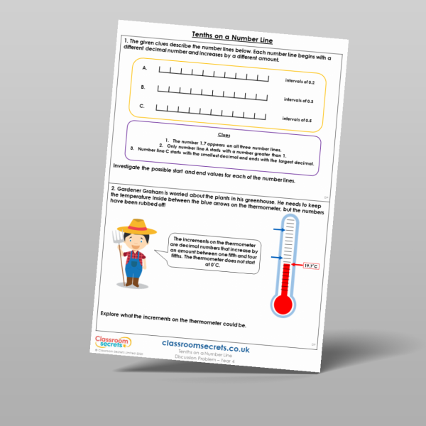 Year 4 Tenths On A Number Line Discussion Problem Resource | Classroom ...