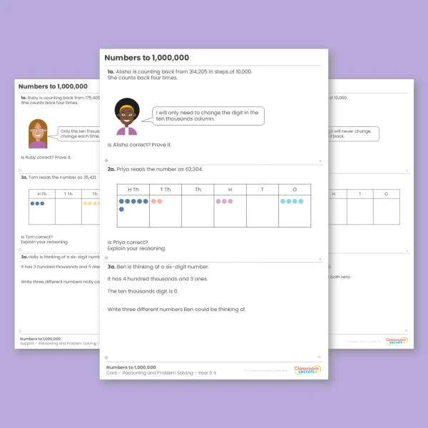 Year 6 Numbers to 1,000,000 Place Value Reasoning and Problem Solving
