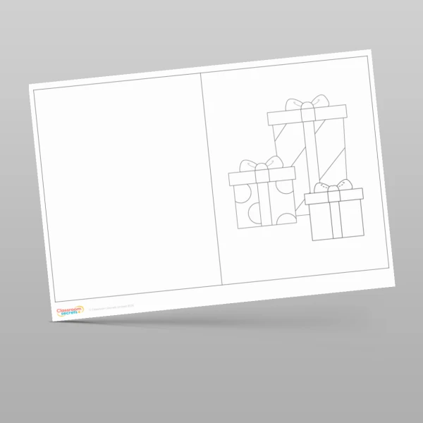 An image of the Christmas Card Colouring Template Resource