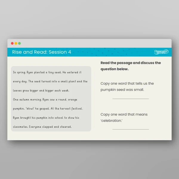 An image of the Rise and Read Harvest Resource