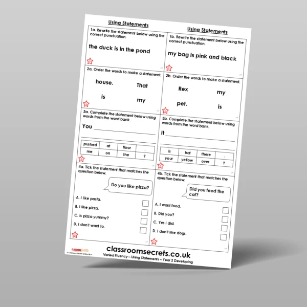 An image of the Using Statements Varied Fluency Resource