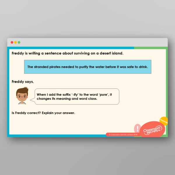 An image of the Adding '-ate', '-ise' and '-ify' Teaching PPT Resource