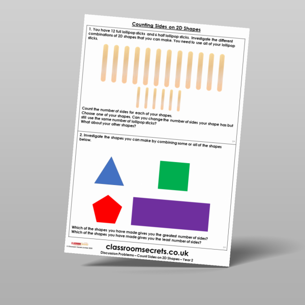 Year 2 Count Sides On 2d Shapes Discussion Problem Resource | Classroom ...