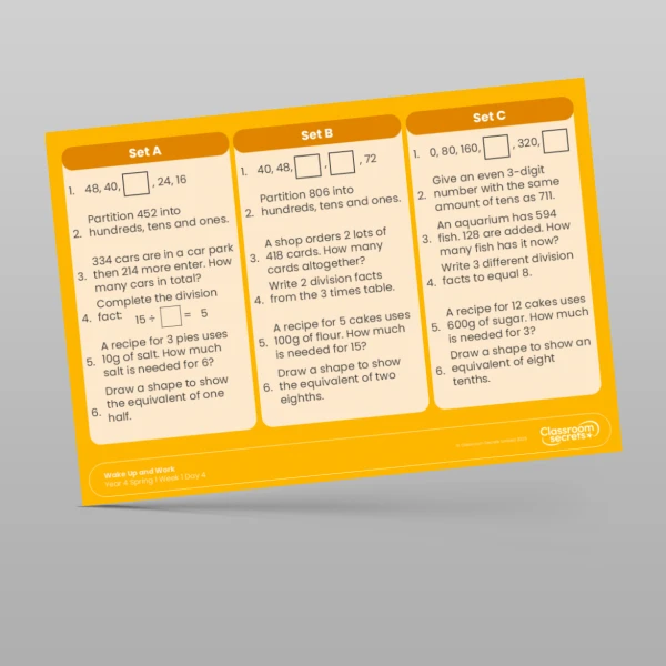 An image of the Spring 1 Week 1 Wake Up and Work Resource