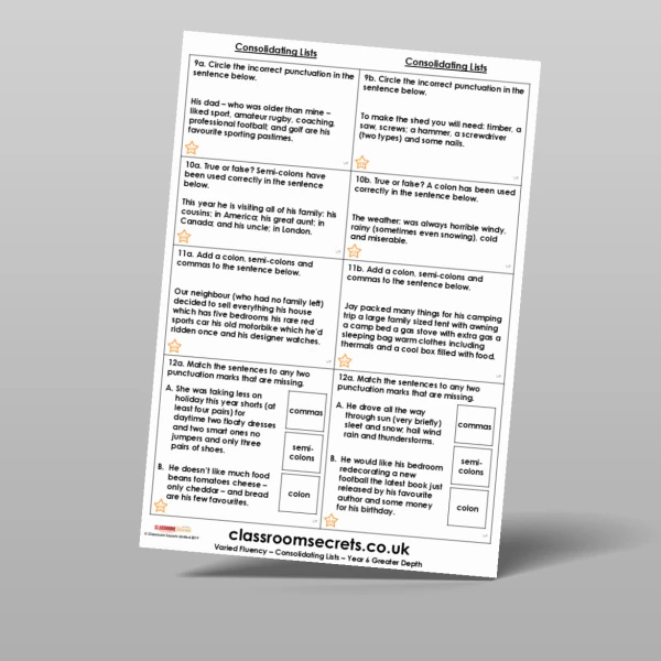 An image of the Consolidating Lists Varied Fluency Resource