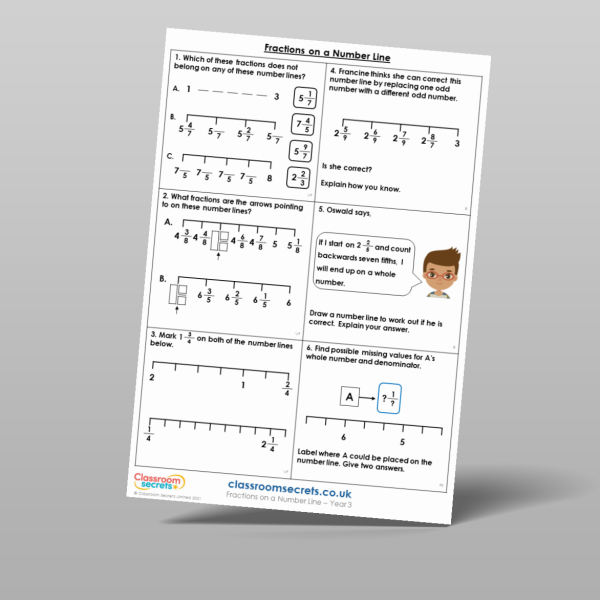 Year 3 Fractions On A Number Line Mixed Activity Resource | Classroom ...