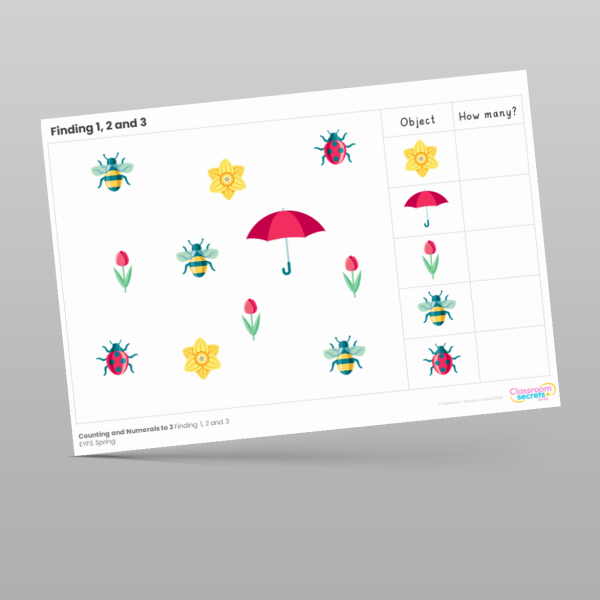 Eyfs Finding 1 2 And 3 Learning Activity Resource | Classroom Secrets