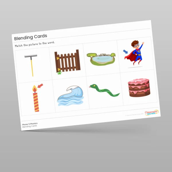 An image of the Blending Cards: a-e Resource