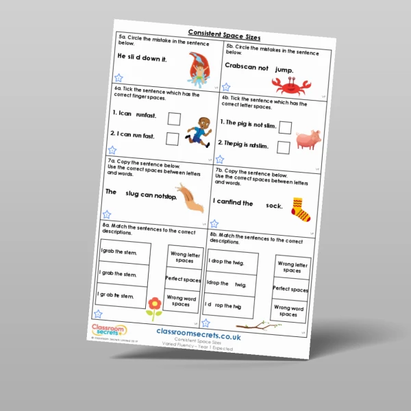 An image of the Consistent Space Sizes Varied Fluency Resource