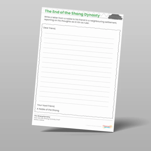 An image of the The Shang Dynasty How did the Shang Dynasty End? Worksheet Resource