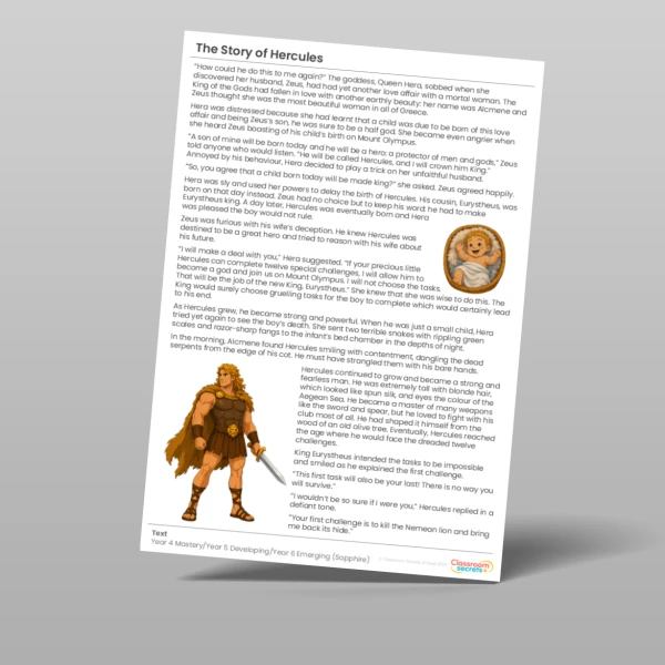 An image of the The Story Of Hercules Sapphire Guided Reading Pack Resource