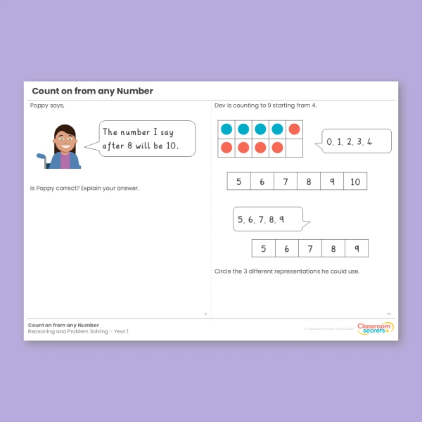 Year 1 Count on from any Number Place Value within 10 Reasoning and Problem Solving
