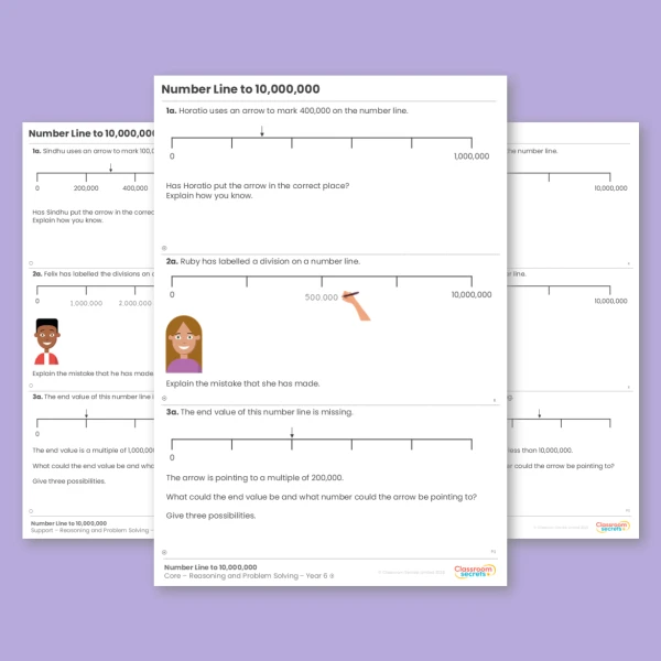 Year 6 Number Line to 10,000,000 Place Value Reasoning and Problem Solving