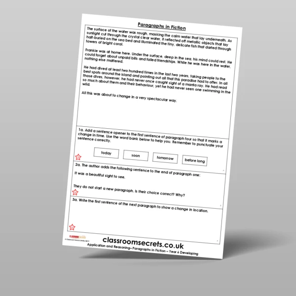 An image of the Paragraphs in Fiction Application and Reasoning Resource