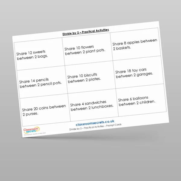 An image of the Divide by 2 Practical Activities Resource