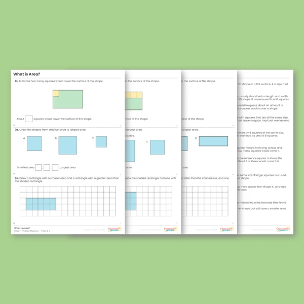 An image of the What is Area? Varied Fluency Resource