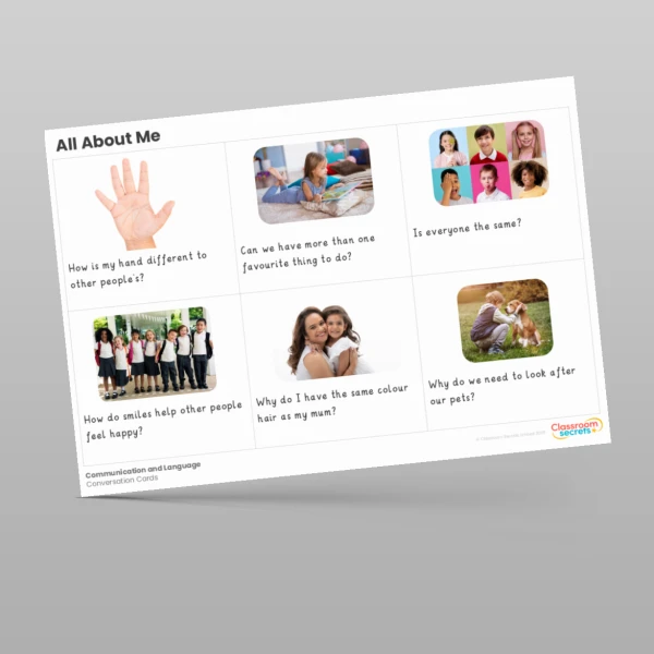 An image of the All About Me Conversation Cards Resource