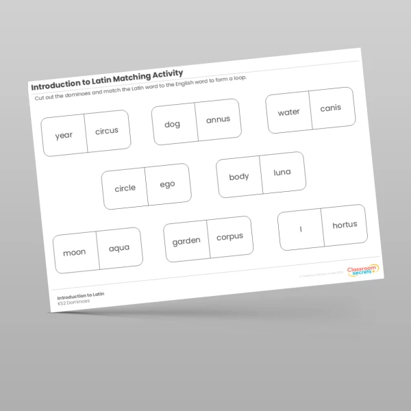 An image of the Introduction to Latin Matching Activity Resource