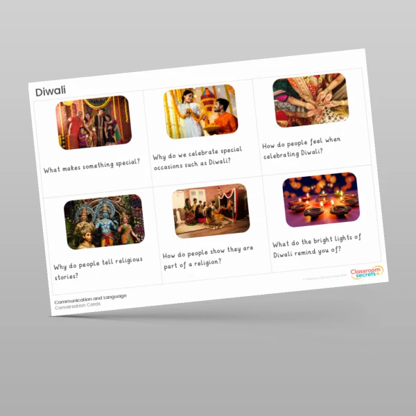An image of the Diwali Conversation Cards Resource