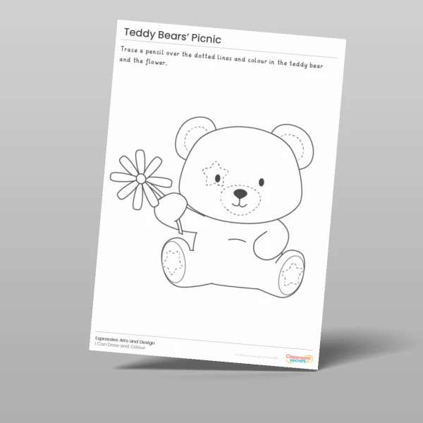 An image of the Teddy Bears' Picnic I Can Draw and Colour Resource