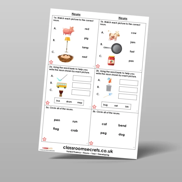 An image of the Free Nouns Varied Fluency Resource