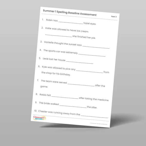 An image of the Summer 1 Baseline Assessment Resource