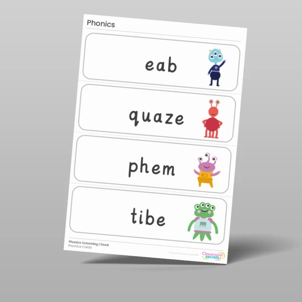 An image of the Phonics Screening Check Practice Cards Resource